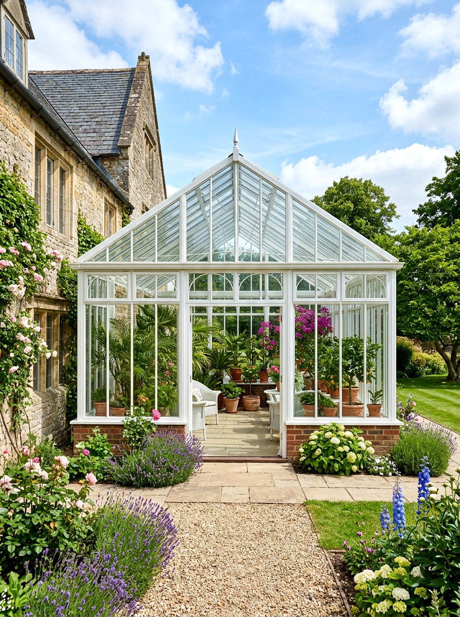 Glass Orangerie Addition - 30 English manor exterior ideas