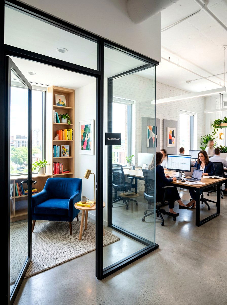 Glass Partition Reading Zone - 30 office reading corner ideas