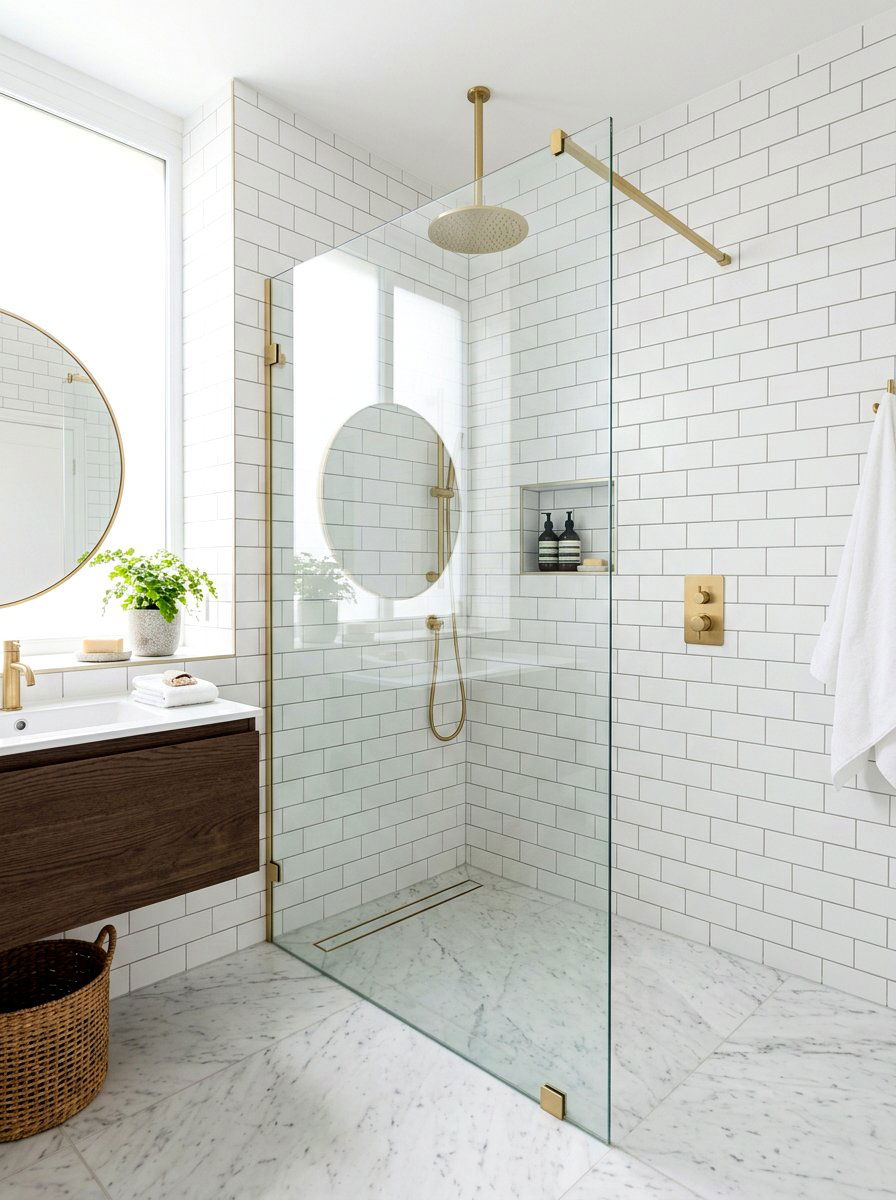 Glass Partition Shower - 30 curbless shower ideas