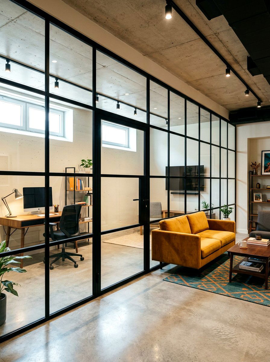 Glass Partition Wall - 30 low ceiling basement ideas