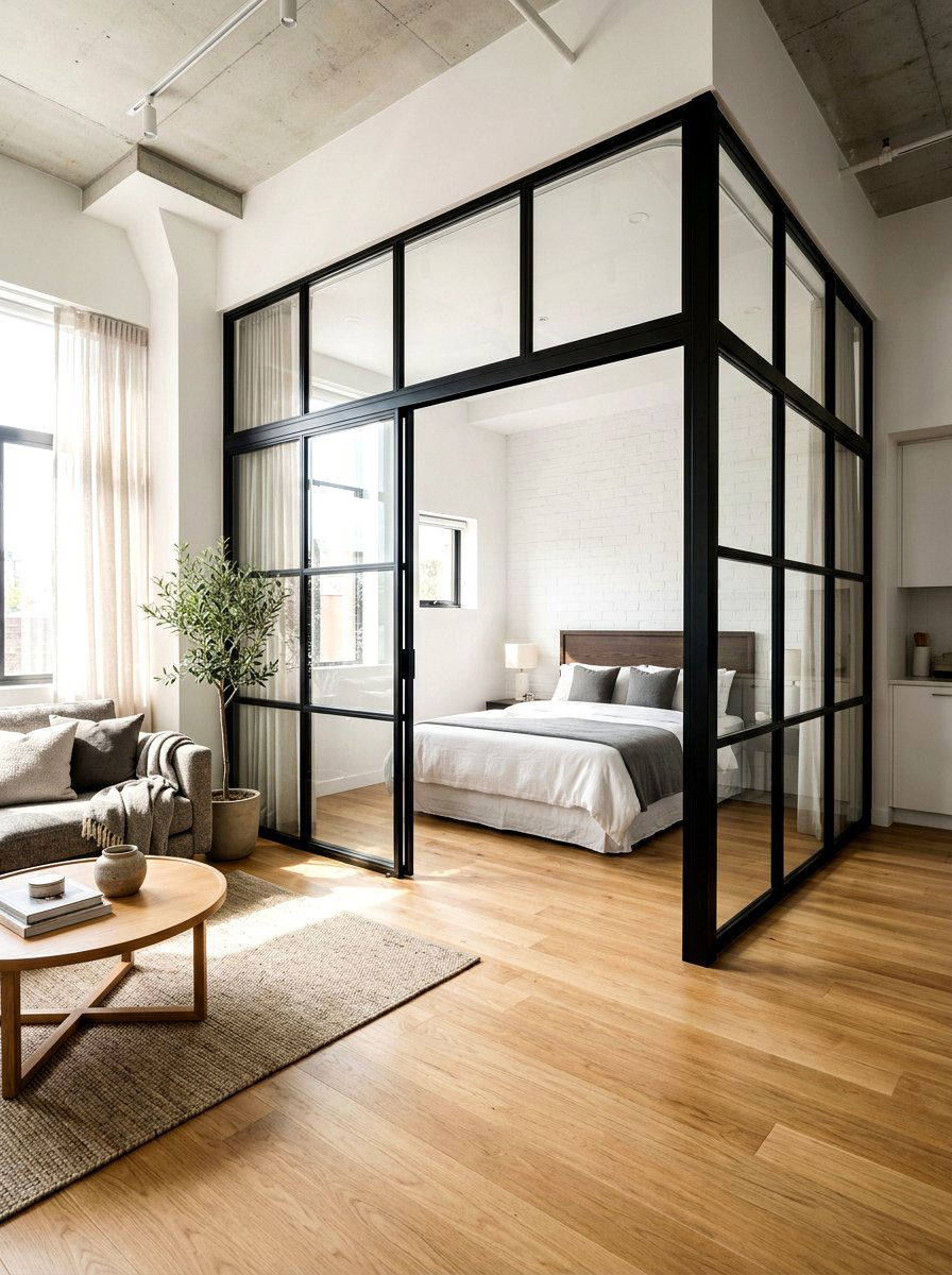Glass Partition Wall - 30 small house decor ideas