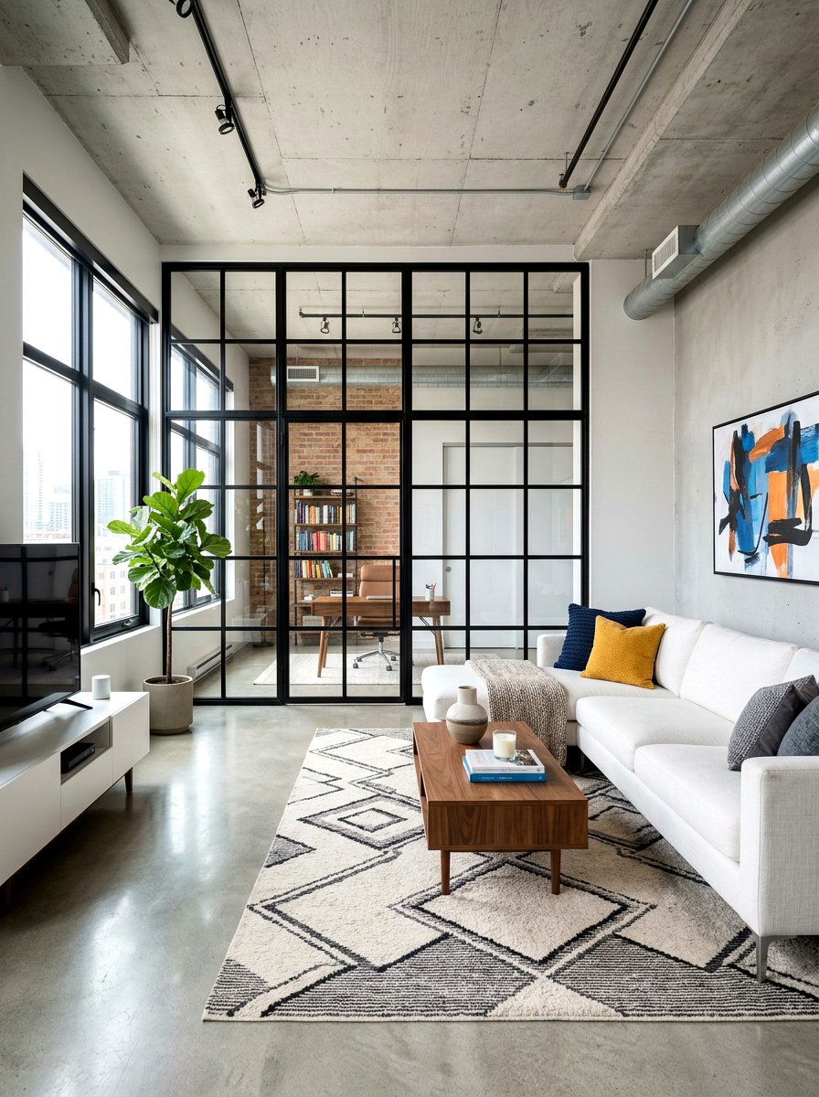 Glass Partition Wall - 30 tall ceiling living room ideas