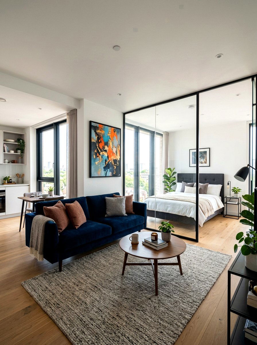 Glass Partition Wall - 30 editorial studio apartment ideas