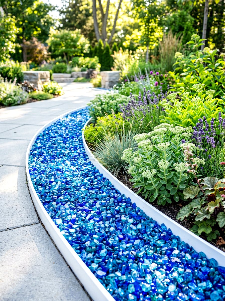 Glass Pebble Border - 30 mow strip ideas