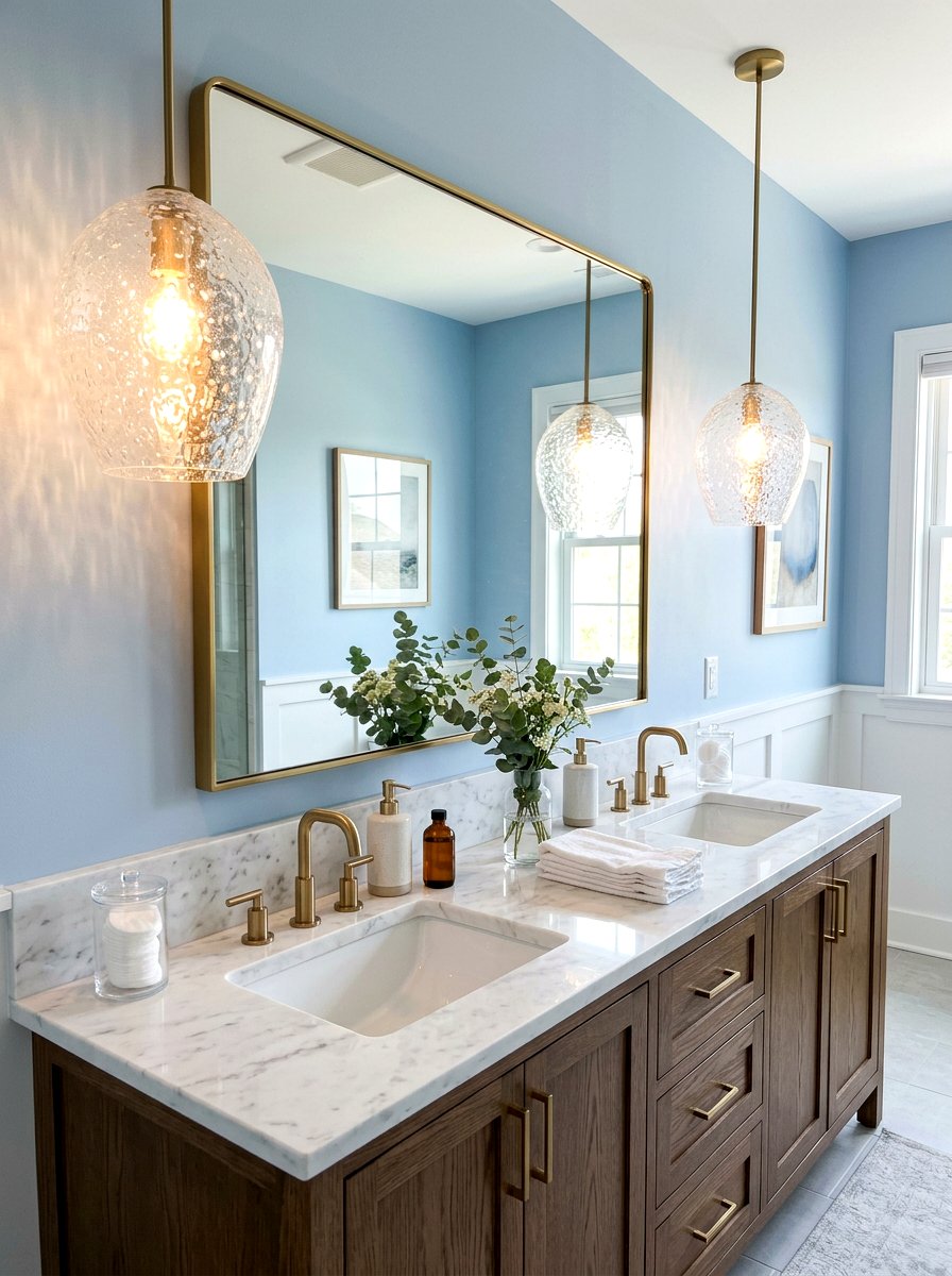 Glass Pendant Lights - 30 seaside bathroom ideas