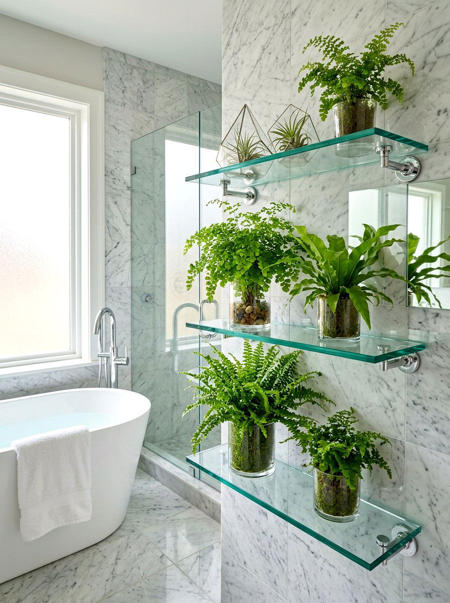 Glass Plant Shelf - 30 houseplant shelf ideas