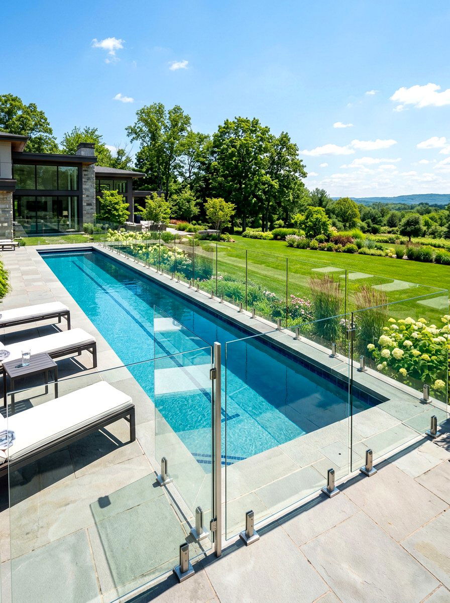 Glass Pool Fence - 30 lap pool backyard decor ideas