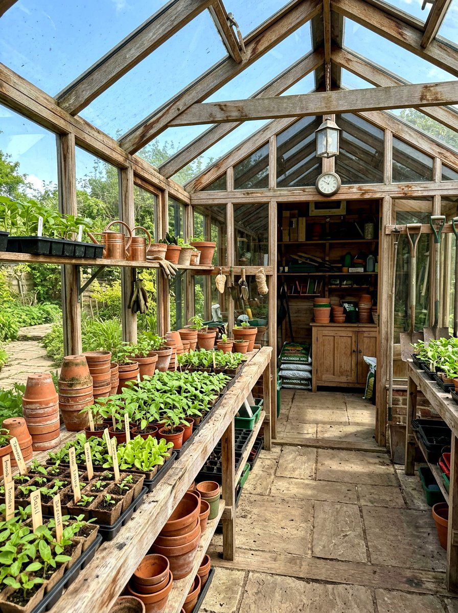 Glass Potting Shed Greenhouse - 30 greenhouse shed combo ideas
