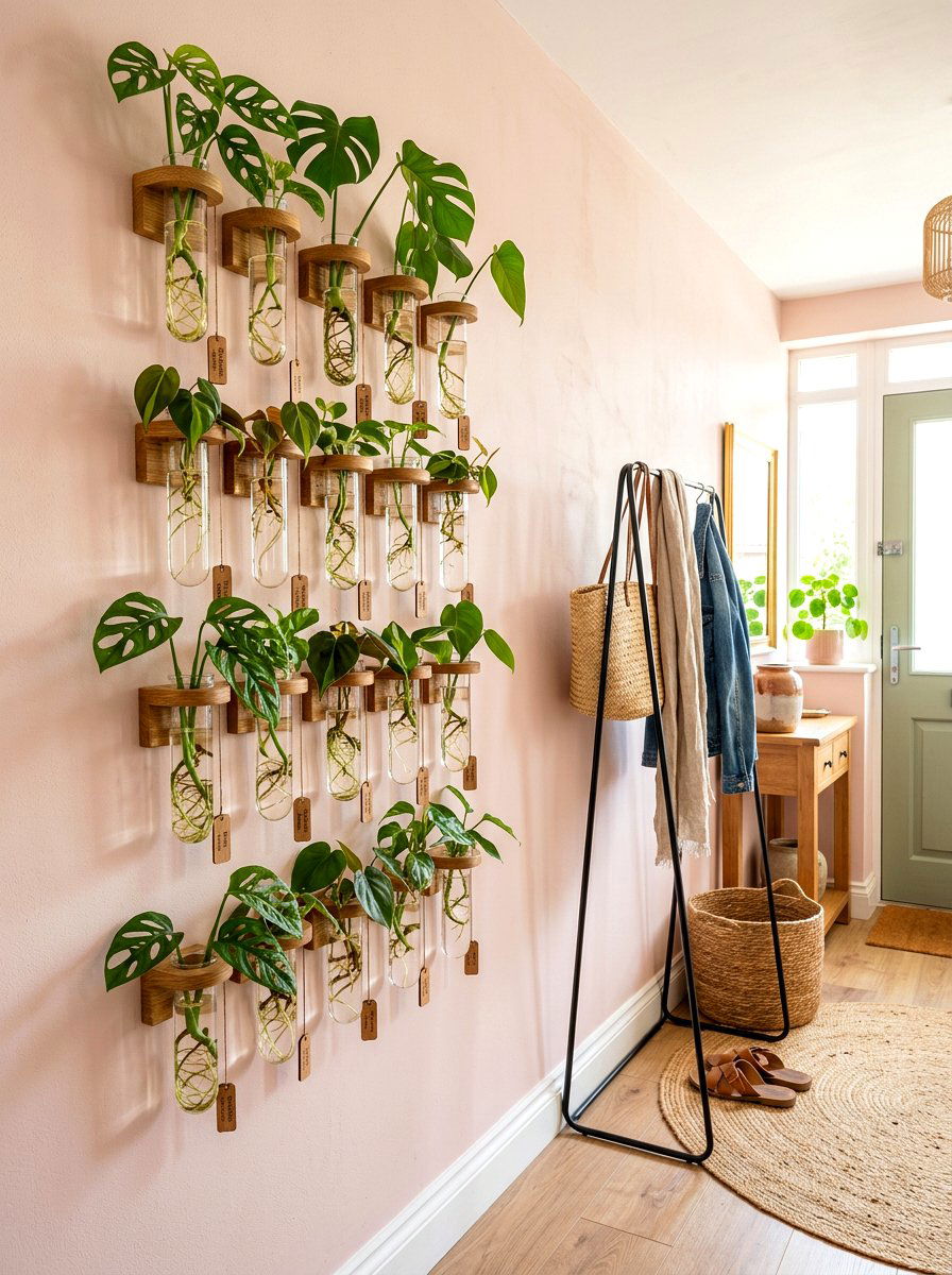 Glass Propagation Wall Tube - 30 wall planter entryway ideas