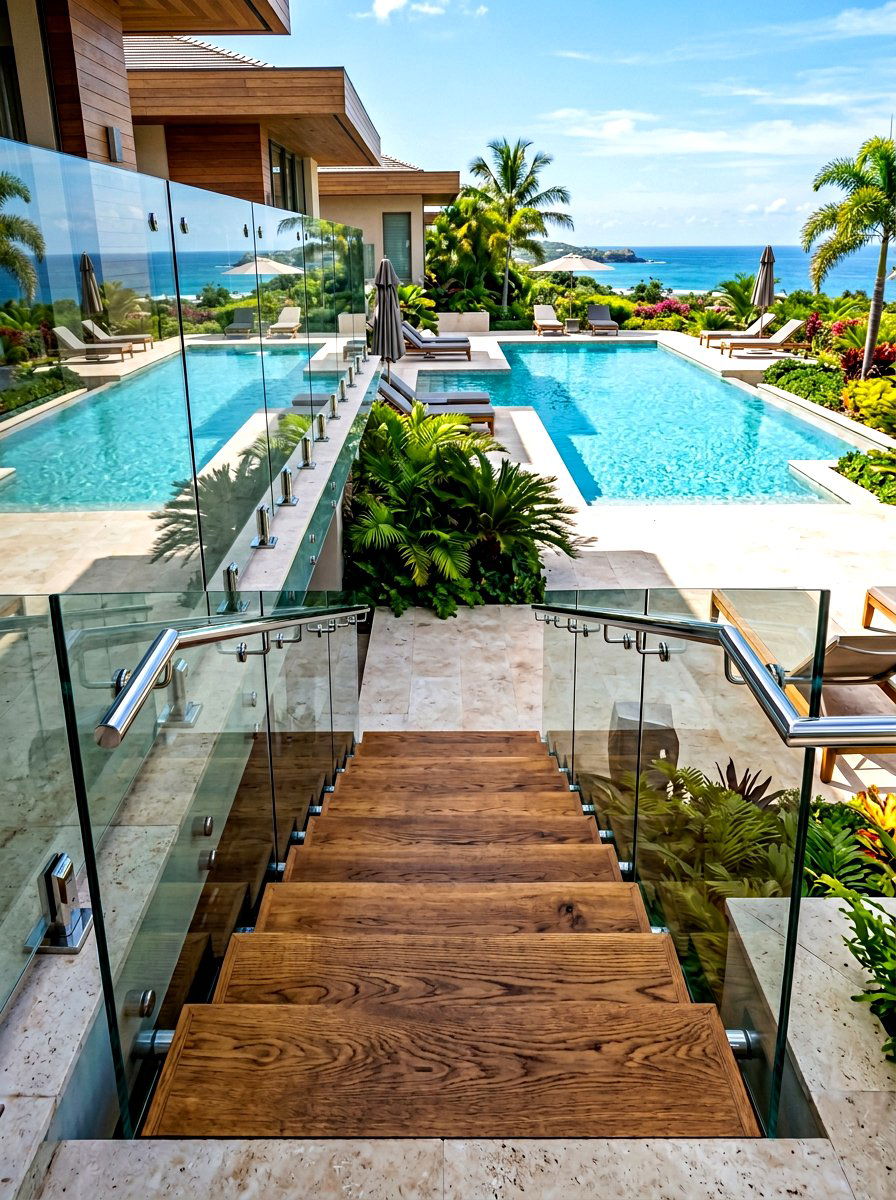 Glass Railing Deck Stairs - 30 deck stair ideas