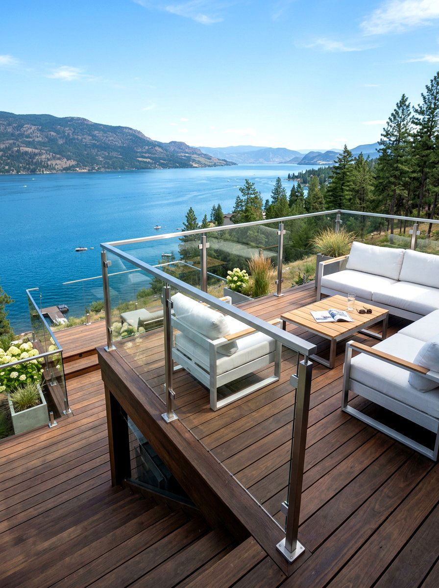 Glass Railing Installation - 30 two level deck ideas