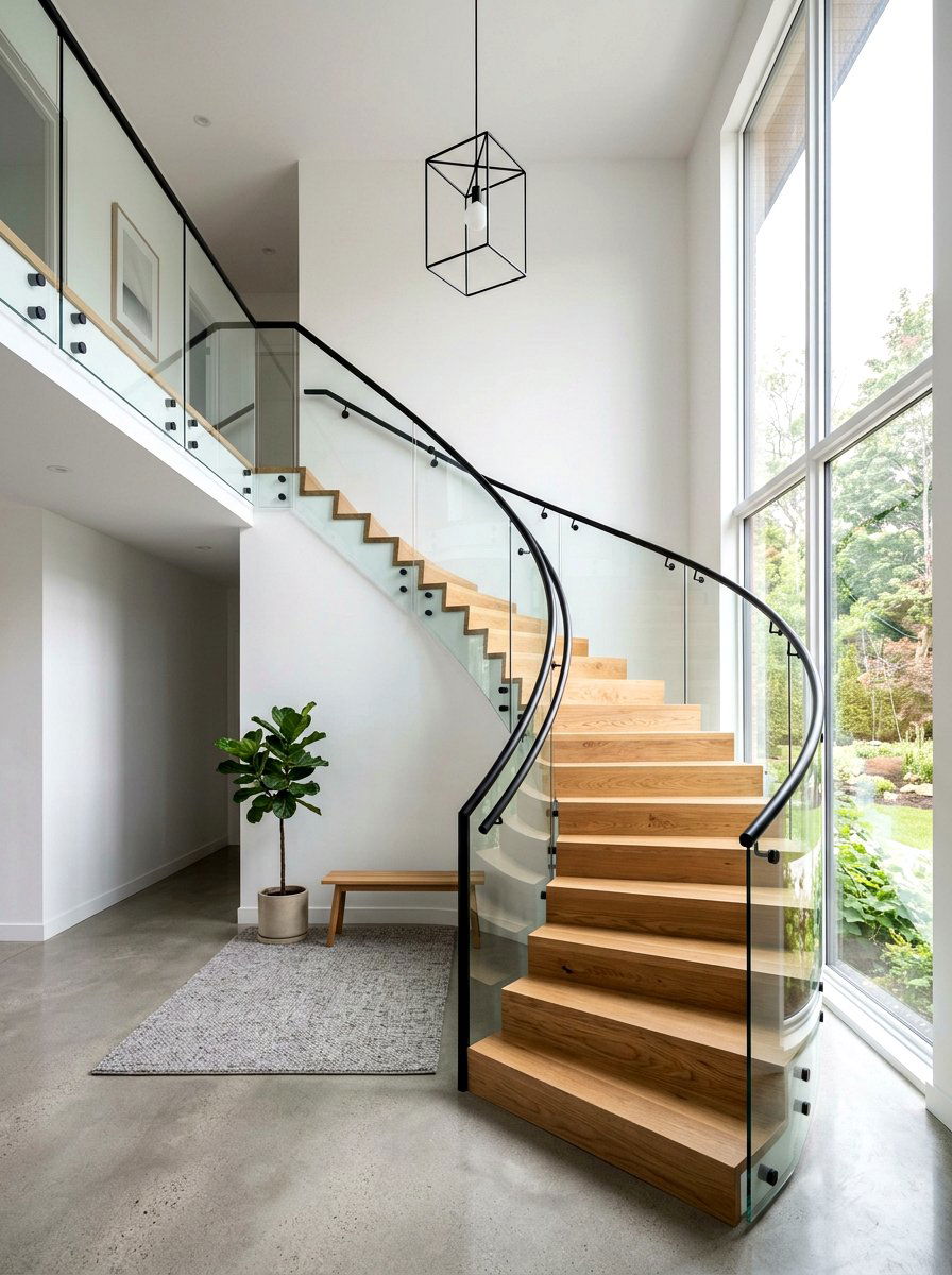 Glass Railing Staircase Foyer - 30 double height foyer ideas