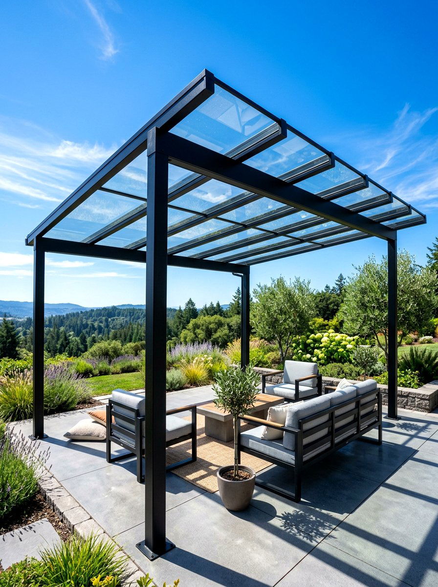 Glass Roof Pergola - 30 attached pergola ideas