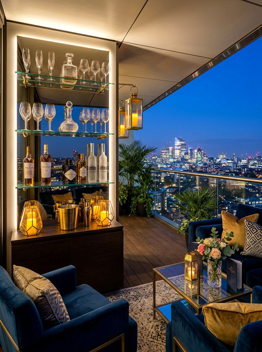 Glass Shelf Bar - 30 serving cart patio ideas