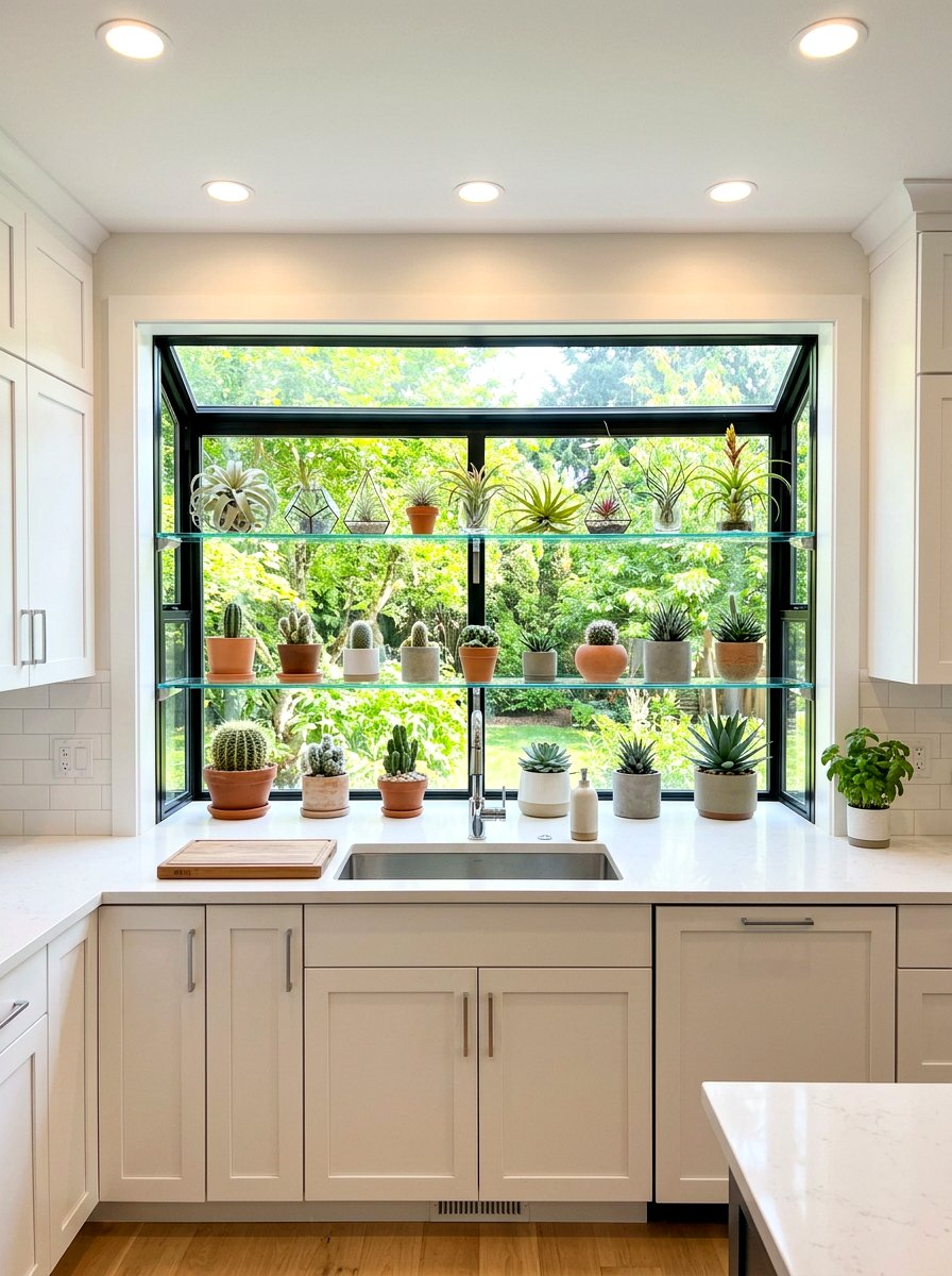 Glass Shelf Garden Window - 30 greenhouse window kitchen ideas