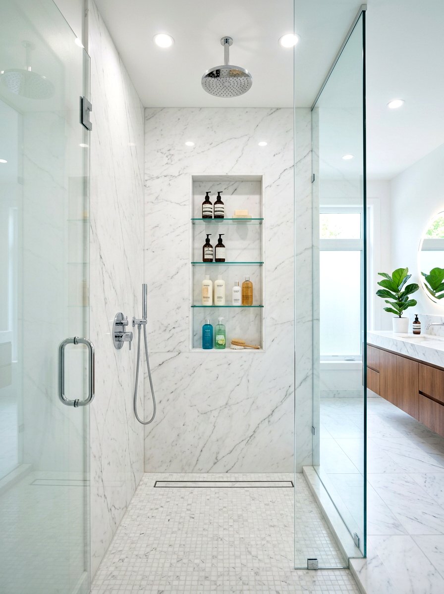 Glass Shelf Shower Niche - 30 shower niche ideas