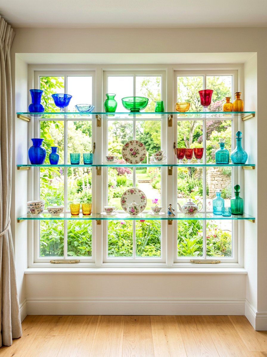 Glass Shelves - 30 dining room china display ideas
