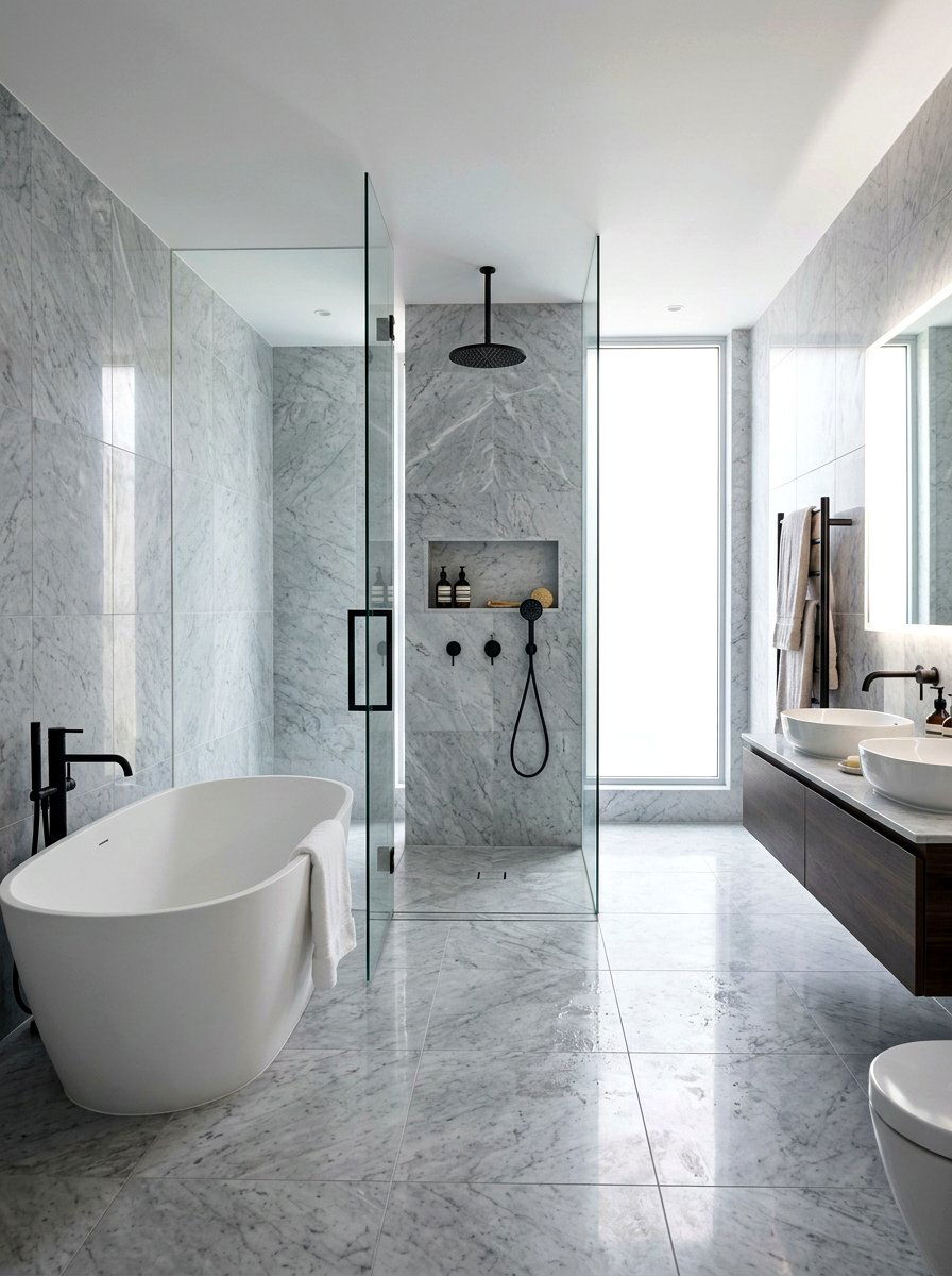 Glass Shower And Tub Combo - 30 freestanding tub corner ideas
