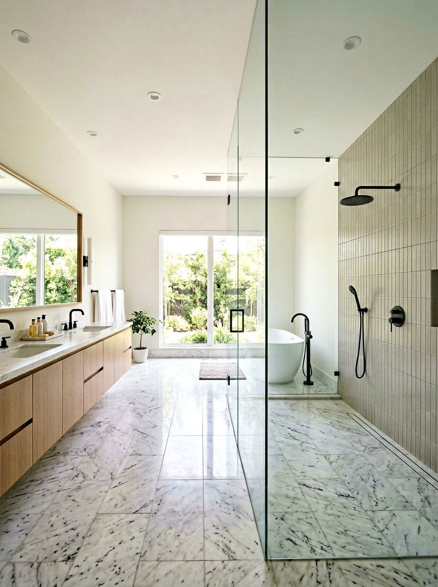 Glass Shower Wall - 30 master bathroom ideas