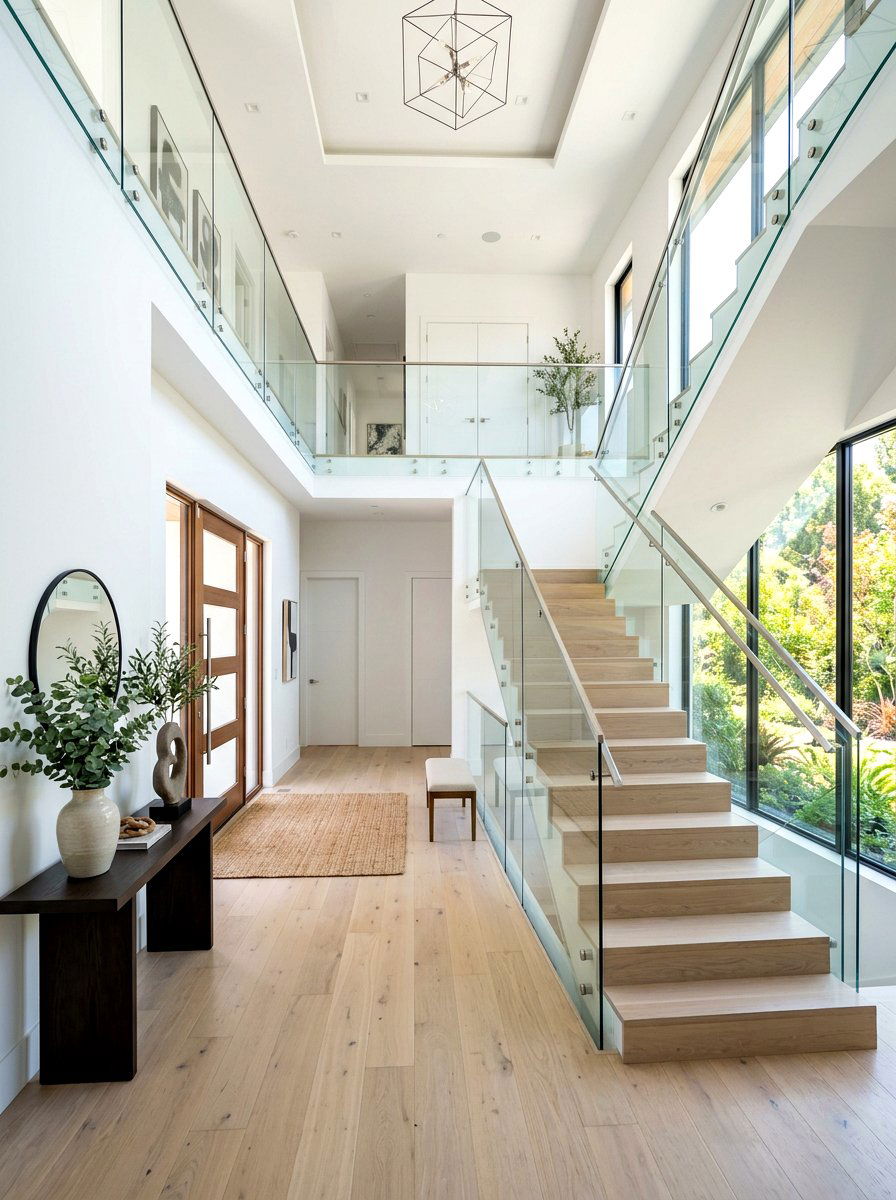 Glass Staircase Railing - 30 two story foyer ideas