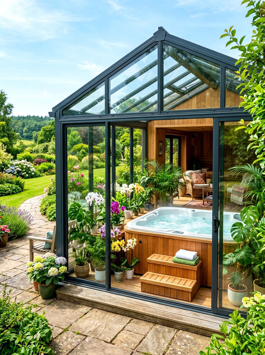 Glass Sunroom Spa Retreat - 30 spa patio retreat ideas