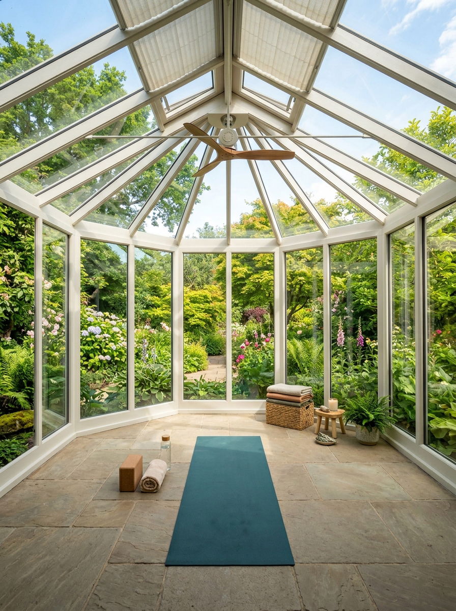 Glass Sunroom Yoga Studio - 30 yoga studio home ideas