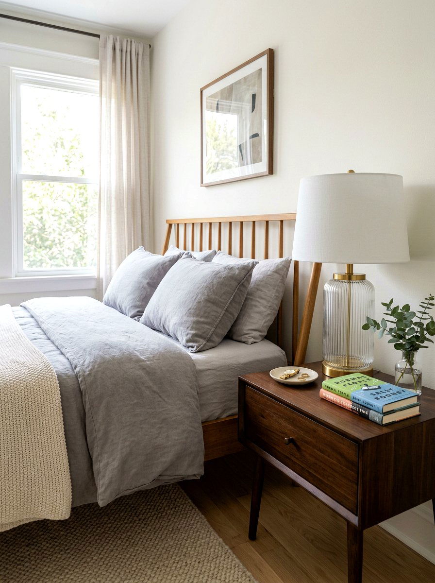 Glass Table Lamp - 30 coastal grandmother bedroom ideas