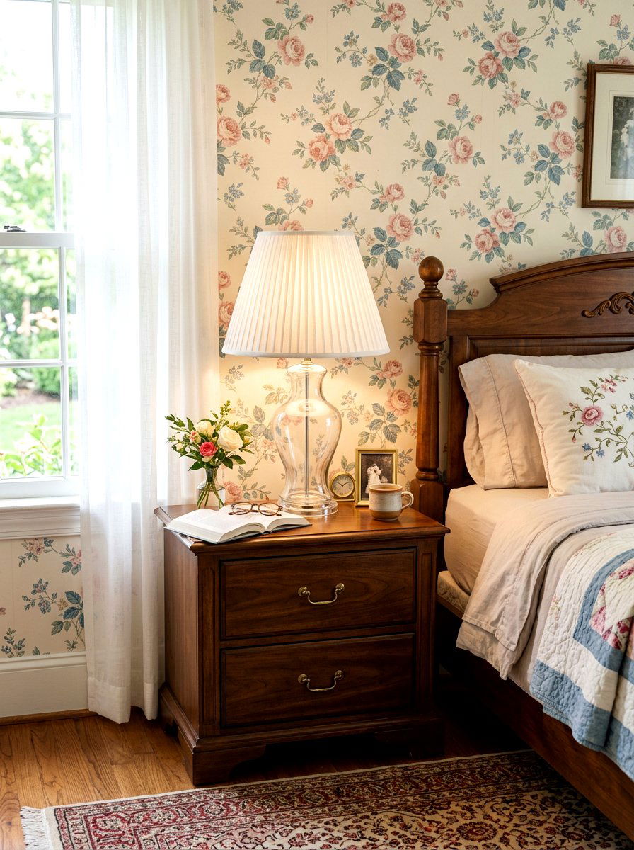Glass Table Lamp - 30 grandmother bedroom ideas