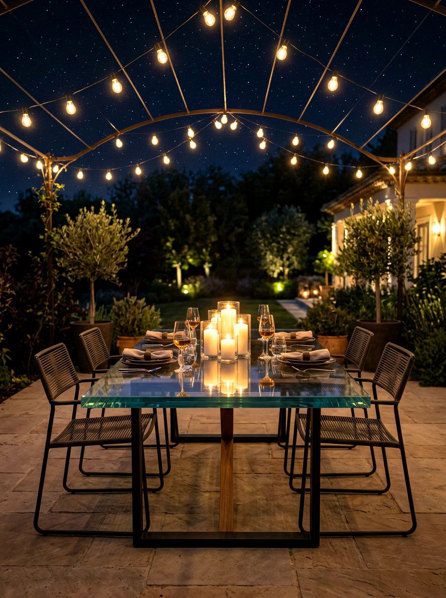 Glass Table Starlit Patio - 30 starlit patio ideas