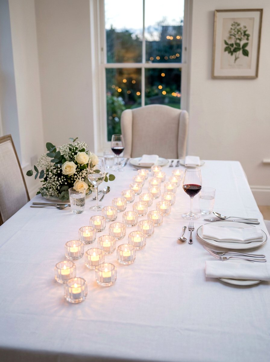 Glass Tea Lights - 30 candle table runner ideas