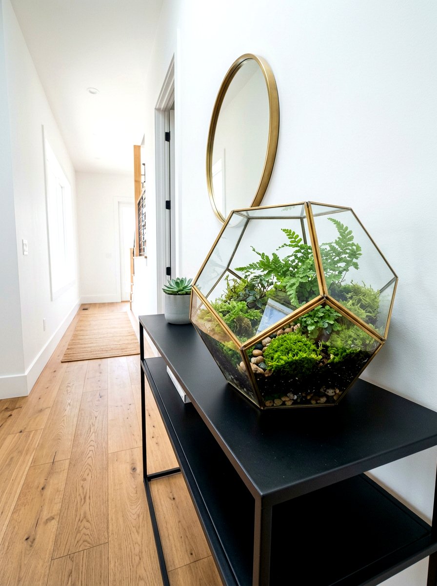 Glass Terrarium Landing Accent - 30 stair landing plant nook ideas