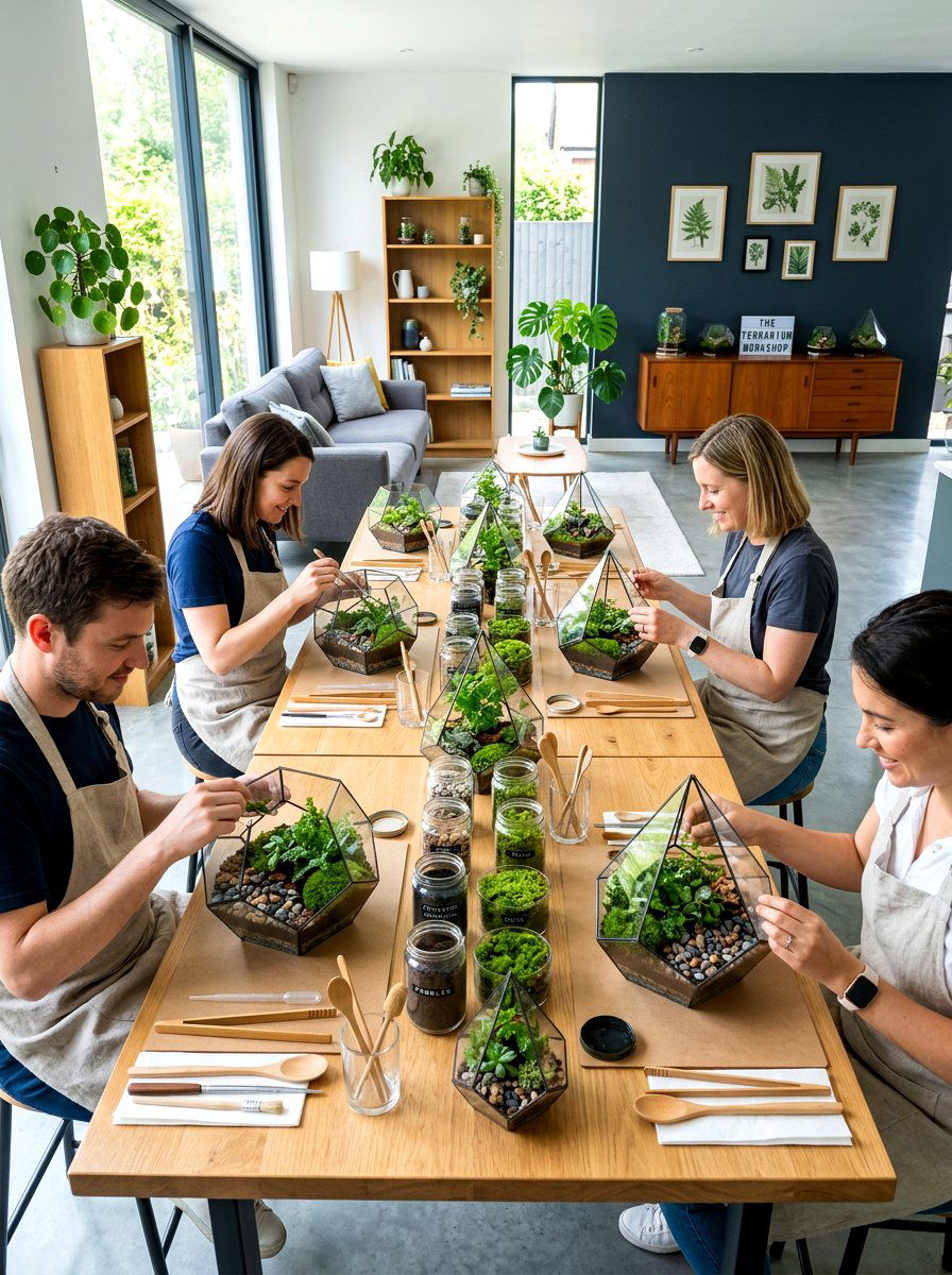 Glass Terrarium Workshop - 30 flower arranging party ideas