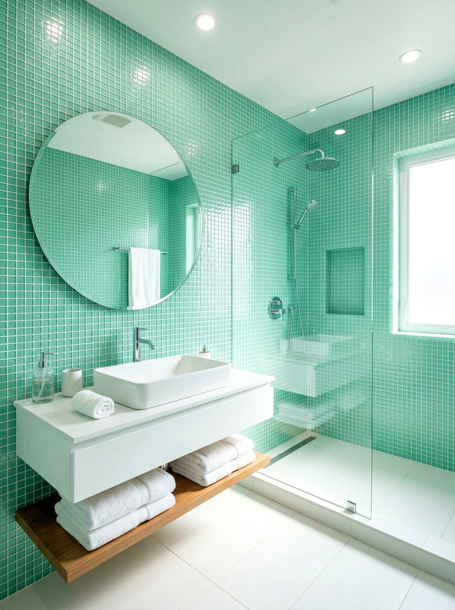 Glass Tile Bathroom - 30 floor to ceiling tile bathroom ideas