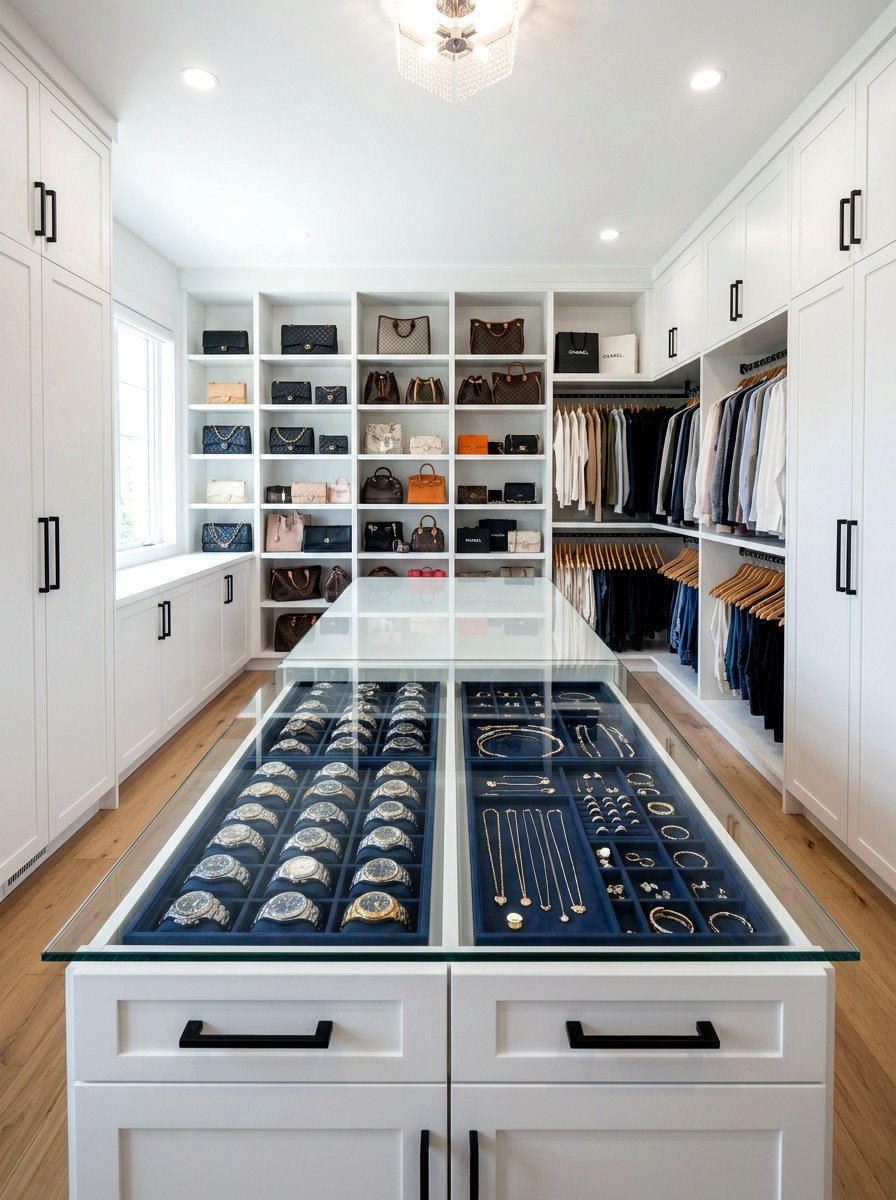 Glass Top Closet Island - 30 closet island ideas