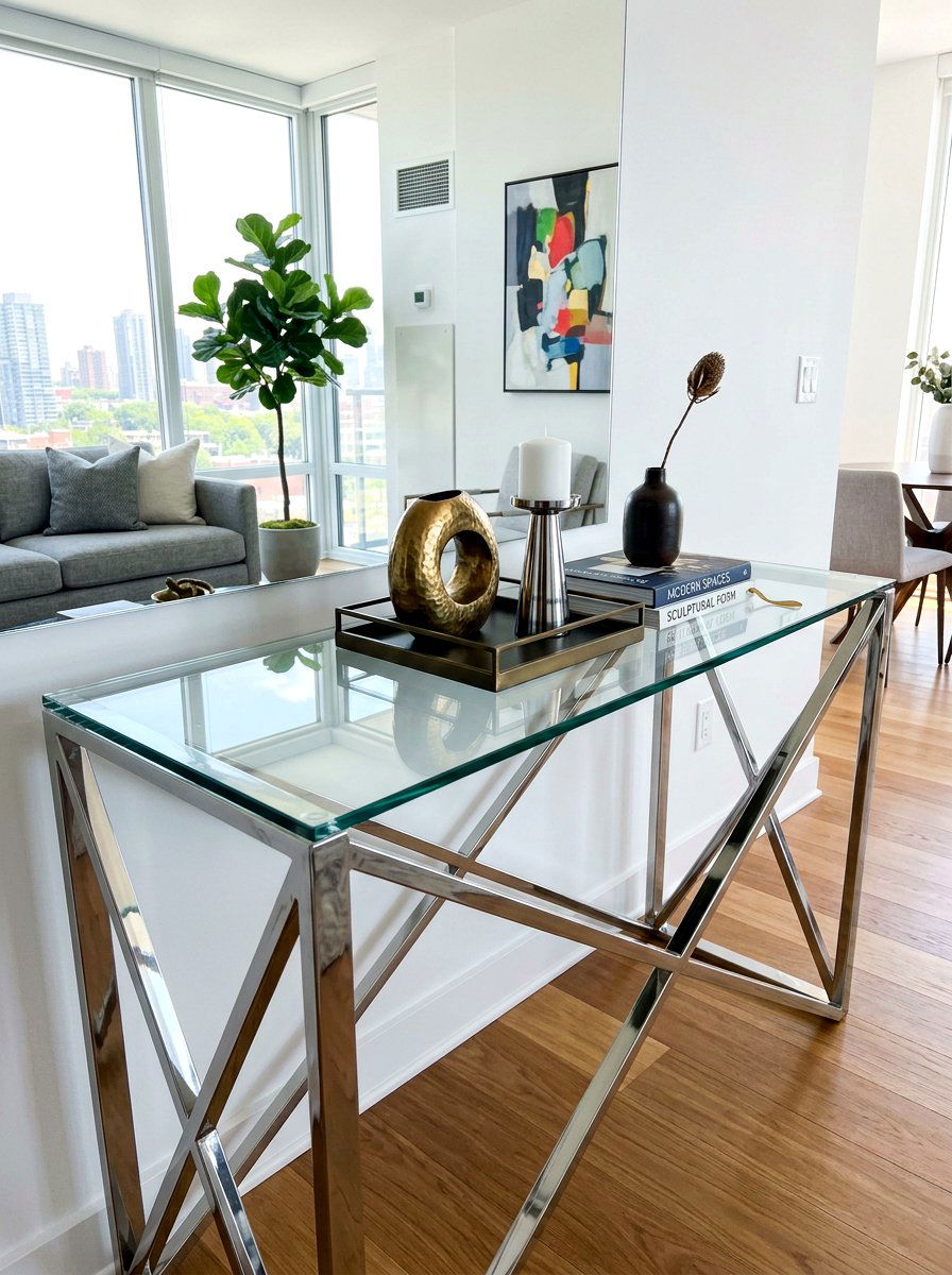 Glass Top Console - 30 slim console apartment ideas