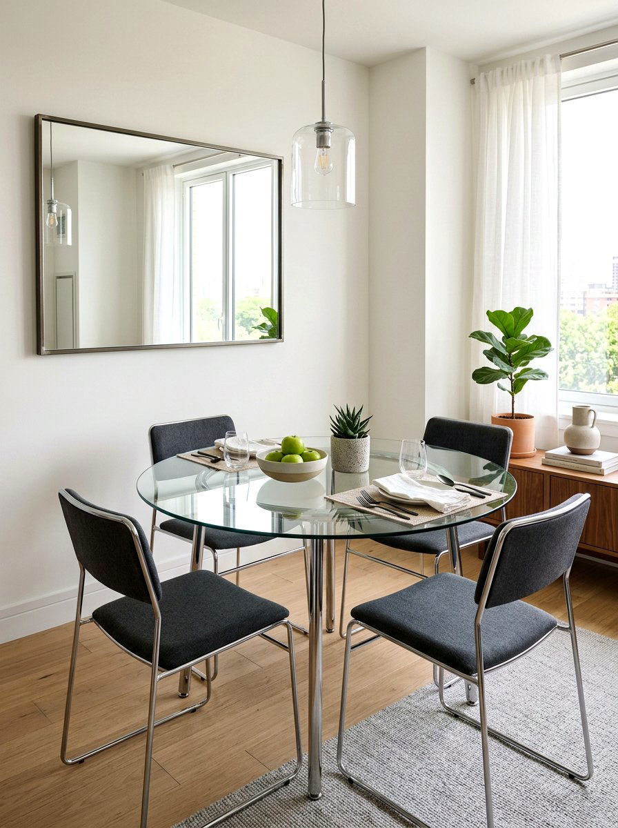 Glass Top Dining Table - 30 compact apartment dining ideas