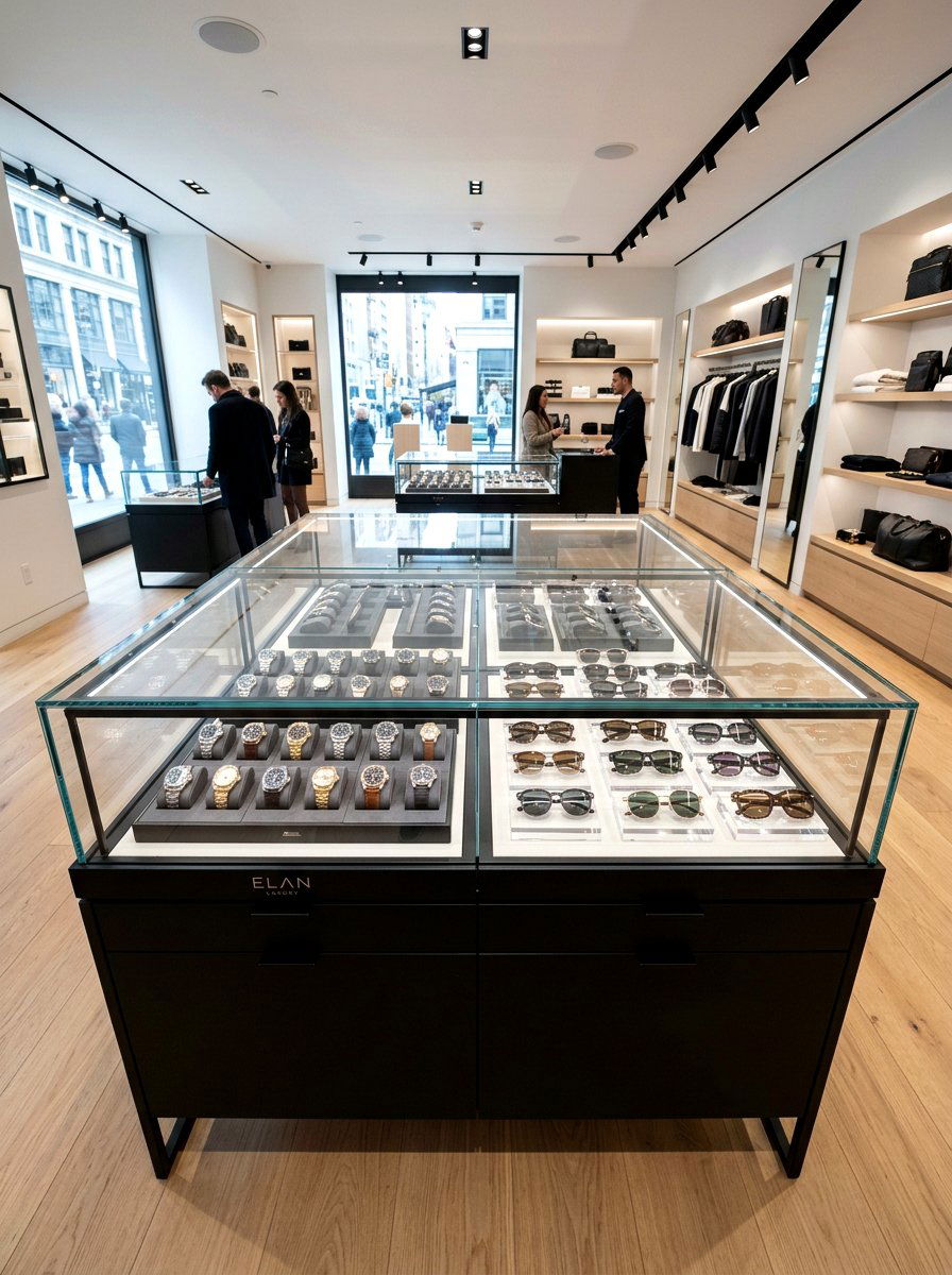 Glass Top Display Island - 30 closet island storage ideas