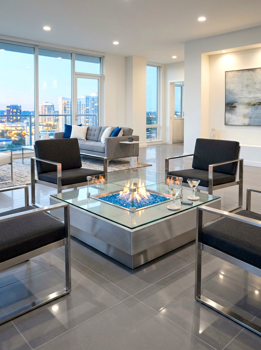 Glass Top Fire Table Lounge - 30 fire table patio ideas