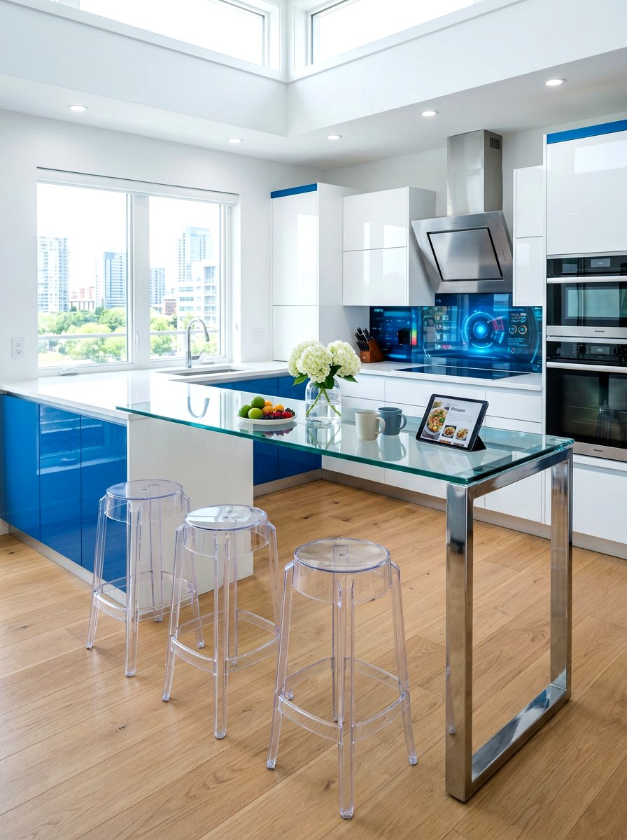 Glass Top Kitchen Peninsula - 30 breakfast bar ideas