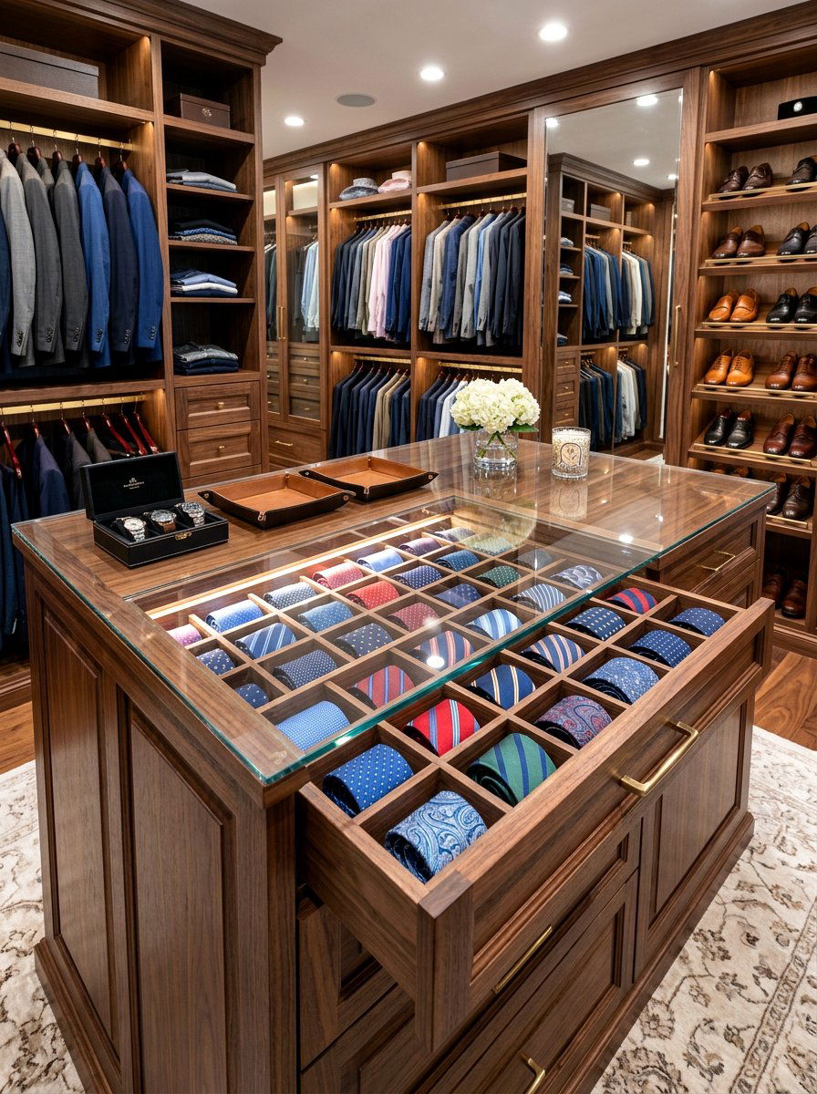 Glass Top Tie Drawer - 30 tie storage ideas