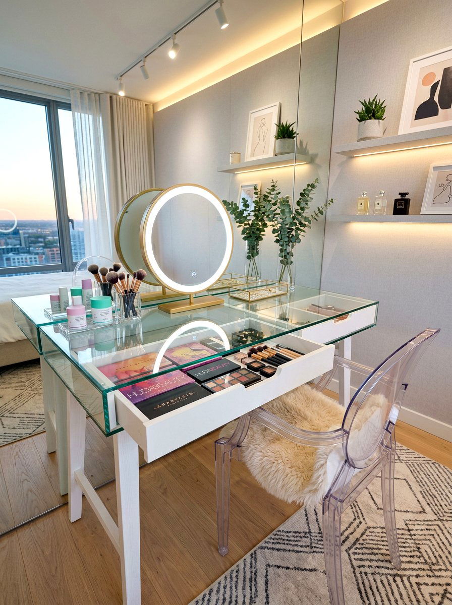 Glass Top Vanity - 30 makeup vanity ideas
