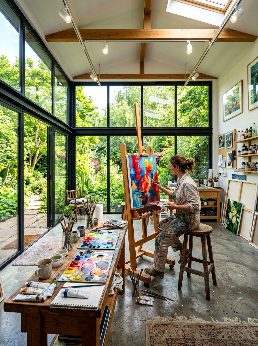 Glass Wall Art Studio - 30 garden studio shed ideas