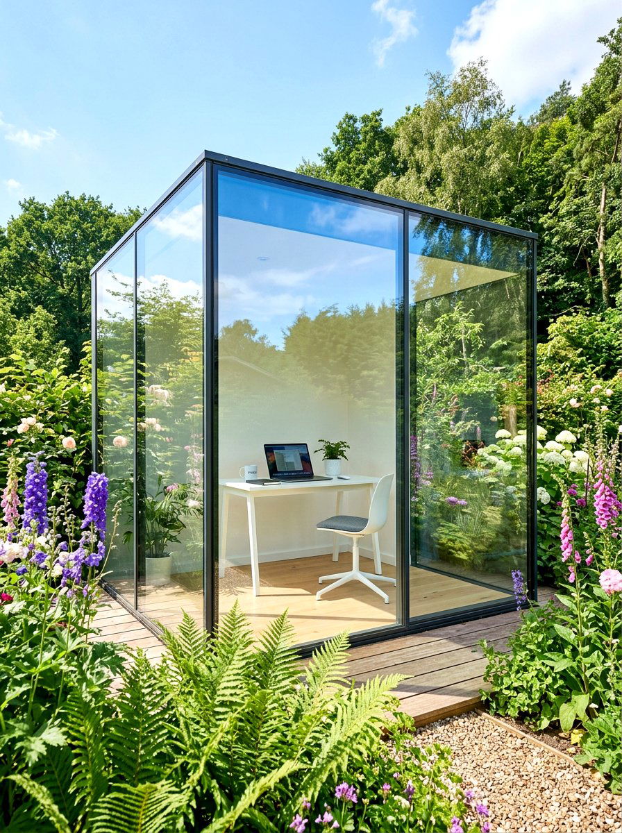 Glass Wall Backyard Studio - 30 office shed garden ideas