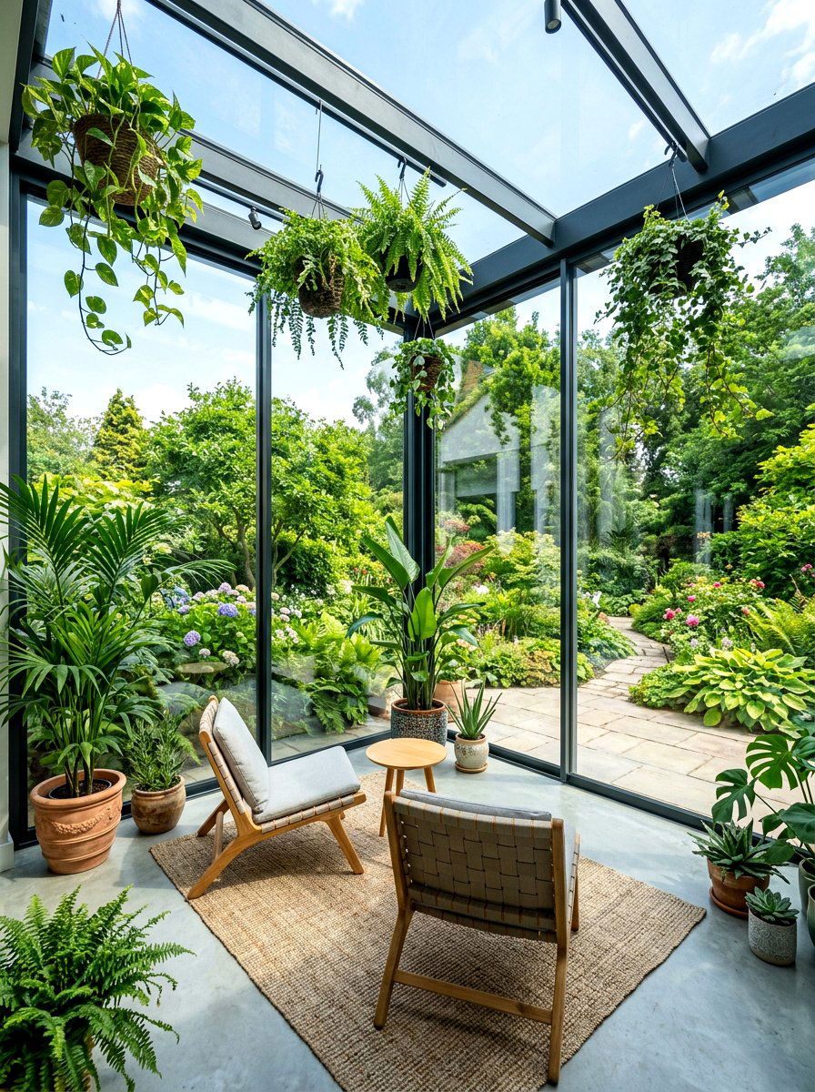 Glass Wall Garden Room - 30 indoor garden room ideas