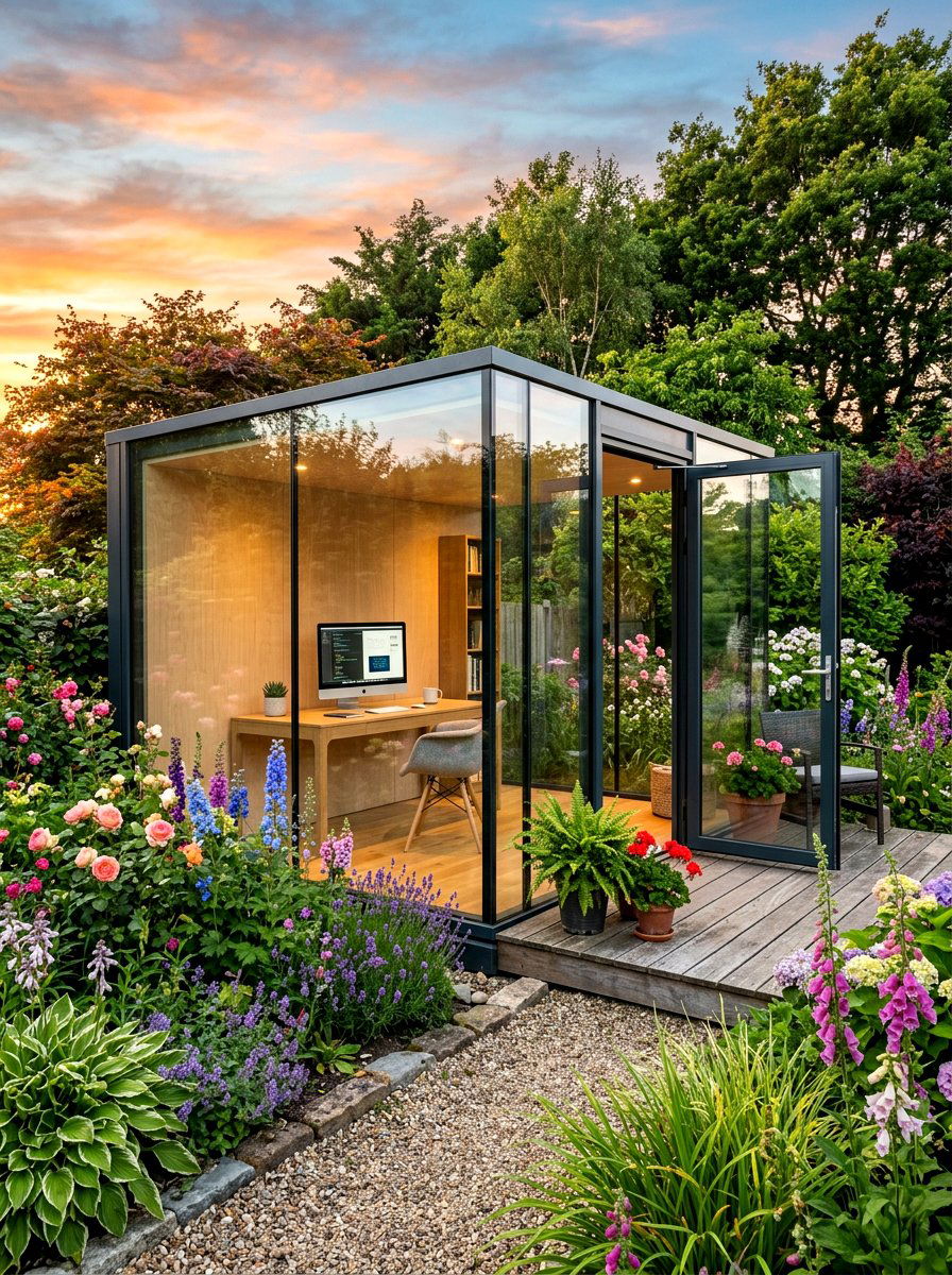 Glass Wall Garden Studio - 30 modern garden shed ideas