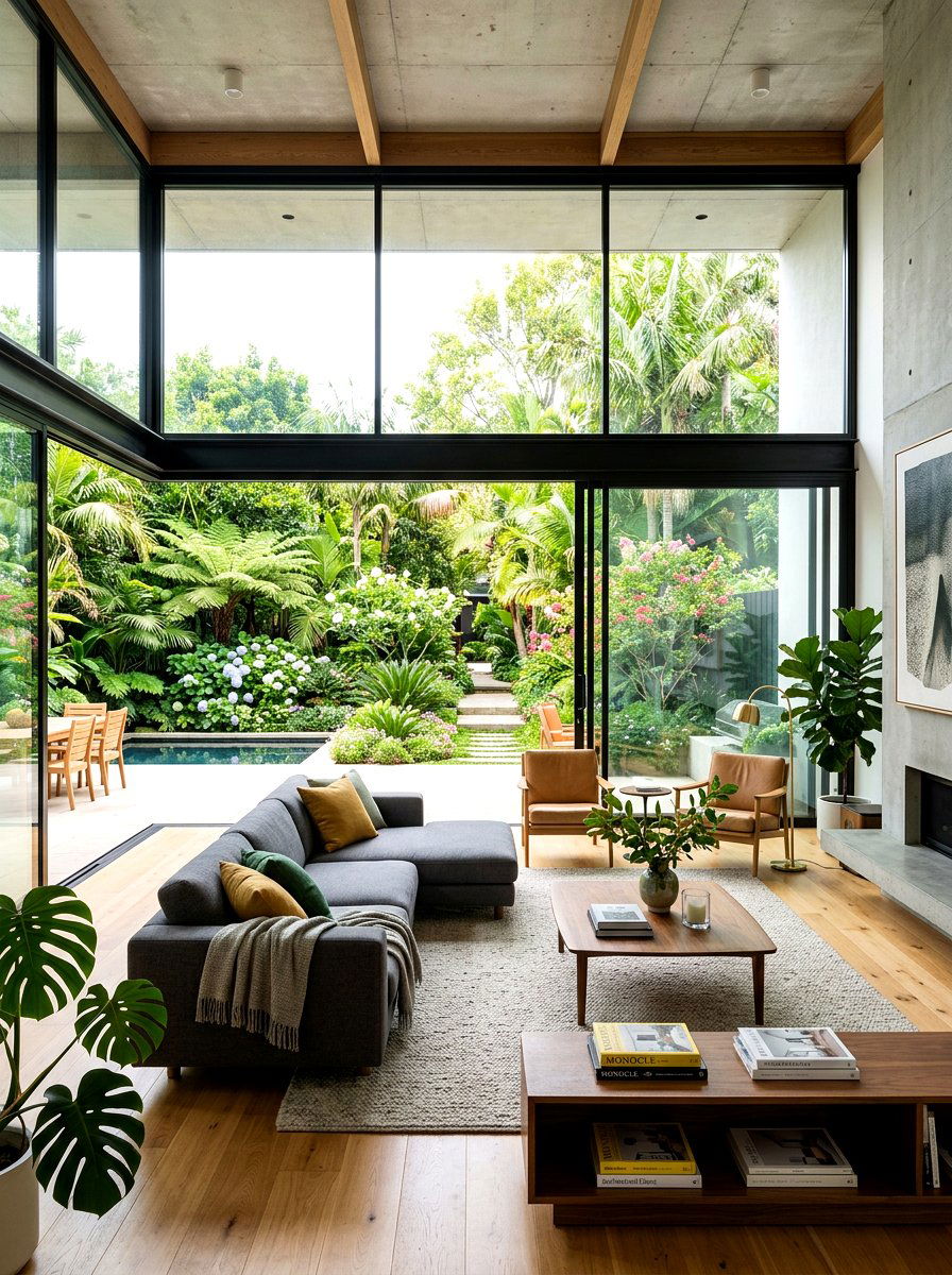 Glass Wall Living Room - 30 modern living room ideas