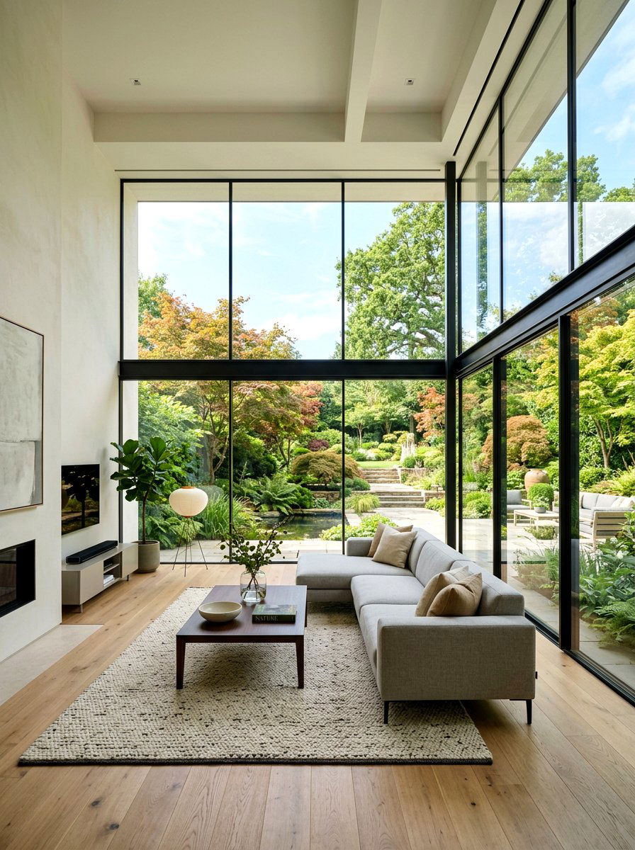 Glass Wall Minimalist Living Room - 30 minimalist living room decor ideas
