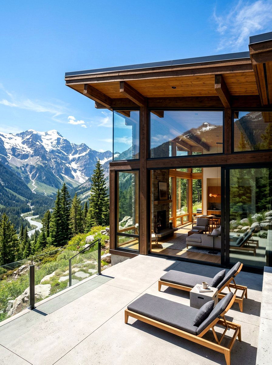 Glass Wall Mountain Retreat - 30 mountain house exterior ideas