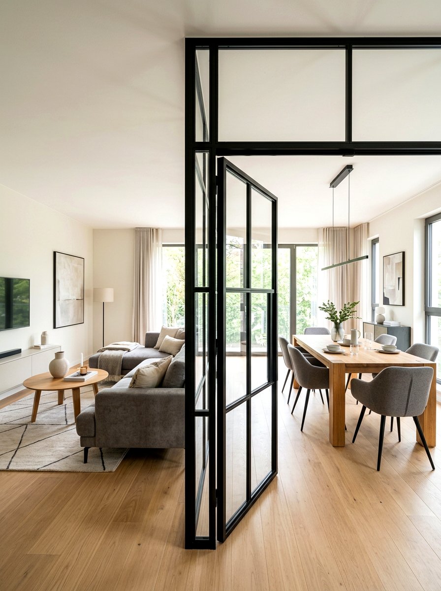 Glass Wall Partition - 30 semi open floor plan ideas