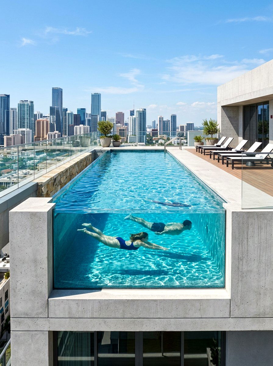 Glass Wall Pool - 30 backyard pool ideas
